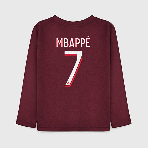 Детский лонгслив Килиан Мбаппе форма ФК ПСЖ 2324 домашняя / Меланж-бордовый – фото 2