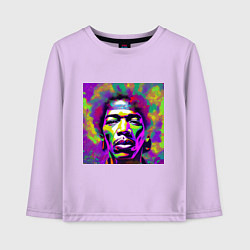 Лонгслив хлопковый детский Jimi Hendrix in color Glitch Art, цвет: лаванда