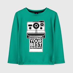 Лонгслив хлопковый детский Polaroid best memories, цвет: зеленый