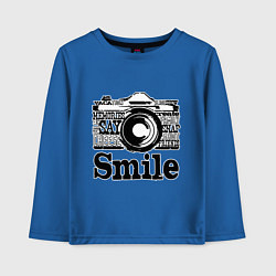 Лонгслив хлопковый детский Smile camera, цвет: синий