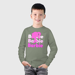 Лонгслив хлопковый детский Логотип Барби объемный, цвет: авокадо — фото 2