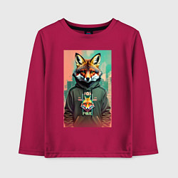 Лонгслив хлопковый детский Dude fox - urban style, цвет: маджента