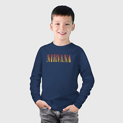 Лонгслив хлопковый детский Nirvana logo, цвет: тёмно-синий — фото 2