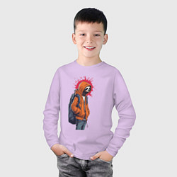 Лонгслив хлопковый детский Школьник ленивец, цвет: лаванда — фото 2