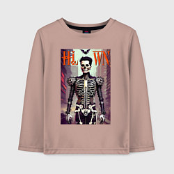 Лонгслив хлопковый детский Skeleton fashionista - art - poster, цвет: пыльно-розовый