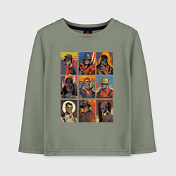 Лонгслив хлопковый детский Team fortress 2 - портреты персонажей, цвет: авокадо