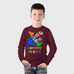 Лонгслив хлопковый детский Rainbow Friends персонажи, цвет: меланж-бордовый — фото 2