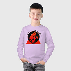 Лонгслив хлопковый детский Петух - красный петушок в круге, цвет: лаванда — фото 2