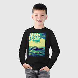 Лонгслив хлопковый детский MoMo - Старик и море, цвет: черный — фото 2