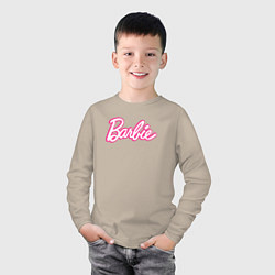 Лонгслив хлопковый детский Барби Фильм Логотип, цвет: миндальный — фото 2