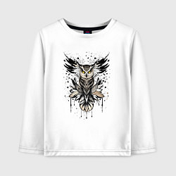 Лонгслив хлопковый детский Сова викинга, цвет: белый