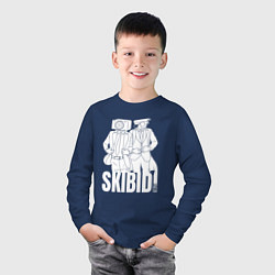 Лонгслив хлопковый детский Skibidi Toilet Cameraman and Speakerman, цвет: тёмно-синий — фото 2