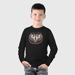 Лонгслив хлопковый детский Совушка сова, цвет: черный — фото 2