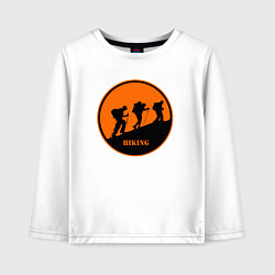 Лонгслив хлопковый детский Туристы идущие в гору, цвет: белый