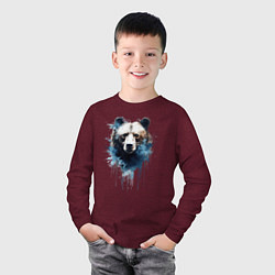 Лонгслив хлопковый детский Граффити с медведем, цвет: меланж-бордовый — фото 2