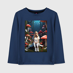 Лонгслив хлопковый детский Alice in Wonderland, цвет: тёмно-синий