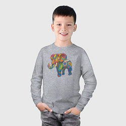 Лонгслив хлопковый детский Разноцветный слоник, цвет: меланж — фото 2