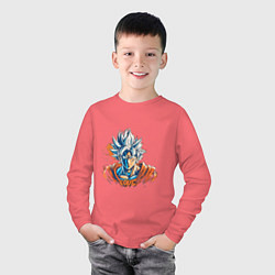 Лонгслив хлопковый детский Goku, цвет: коралловый — фото 2