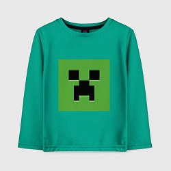 Лонгслив хлопковый детский Minecraft creeper face, цвет: зеленый