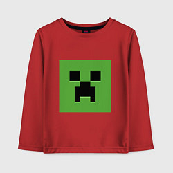 Лонгслив хлопковый детский Minecraft creeper face, цвет: красный