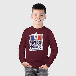 Лонгслив хлопковый детский Vive la France, цвет: меланж-бордовый — фото 2