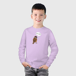 Лонгслив хлопковый детский Воробей со смешной надписью - Гоп-стоп, цвет: лаванда — фото 2