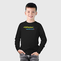 Лонгслив хлопковый детский Cyberpunk 2077 phantom liberty logo v1, цвет: черный — фото 2