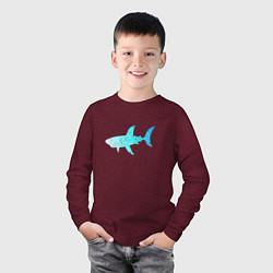 Лонгслив хлопковый детский Акула лазурный градиент цвета моря, цвет: меланж-бордовый — фото 2