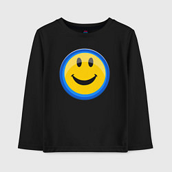 Лонгслив хлопковый детский Смайлик улыбающийся эмодзи, цвет: черный