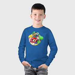 Лонгслив хлопковый детский Команда Марио, цвет: синий — фото 2