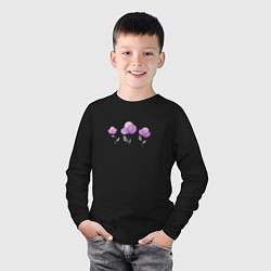 Лонгслив хлопковый детский Акварельные сиреневые цветы, цвет: черный — фото 2