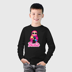 Лонгслив хлопковый детский Девочка Барби, цвет: черный — фото 2
