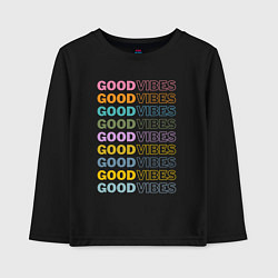 Лонгслив хлопковый детский Good vibes, цвет: черный