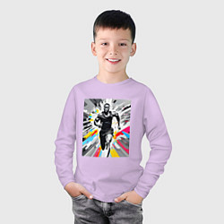 Лонгслив хлопковый детский Чернокожий спринтер, цвет: лаванда — фото 2