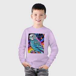 Лонгслив хлопковый детский Волнистый синий попугай, цвет: лаванда — фото 2