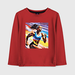 Лонгслив хлопковый детский Девушка спринтер, цвет: красный