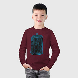 Лонгслив хлопковый детский Black tardis, цвет: меланж-бордовый — фото 2