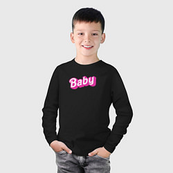 Лонгслив хлопковый детский Baby: pink barbie style, цвет: черный — фото 2