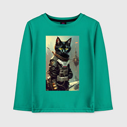 Детский лонгслив Крутой котёнок - киберпанк - нейросеть