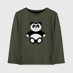 Лонгслив хлопковый детский Панда медведь cartoon, цвет: меланж-хаки