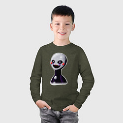Лонгслив хлопковый детский FNAF Марионетка, цвет: меланж-хаки — фото 2