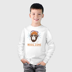 Лонгслив хлопковый детский Monkey music zone, цвет: белый — фото 2