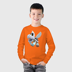 Лонгслив хлопковый детский Купа-скелет, цвет: оранжевый — фото 2