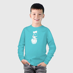 Лонгслив хлопковый детский Покоритель луны, цвет: бирюзовый — фото 2