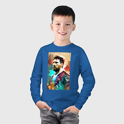 Лонгслив хлопковый детский Lionel Messi - football - striker, цвет: синий — фото 2