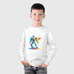Лонгслив хлопковый детский Яркий робот, цвет: белый — фото 2