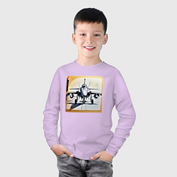Лонгслив хлопковый детский Эскиз истребителя, цвет: лаванда — фото 2