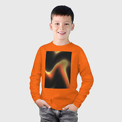 Лонгслив хлопковый детский Абтрактный геометрический 3д с волнами, цвет: оранжевый — фото 2