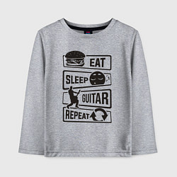 Лонгслив хлопковый детский Eat sleep guitar repeat, цвет: меланж