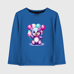 Лонгслив хлопковый детский Мишка фиолетовый с шарами, цвет: синий